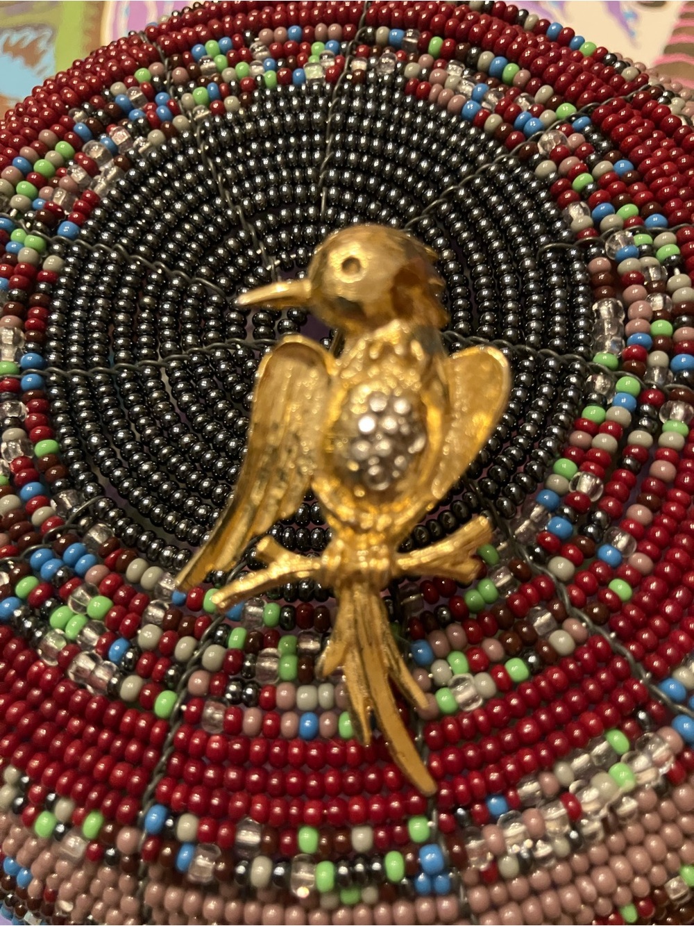 GOLD TONE BIRD BROOCH WITH PAVE RHINESTONES